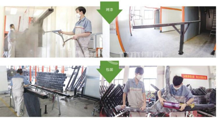 蹦床定制生產工藝流程-烤漆，包裝